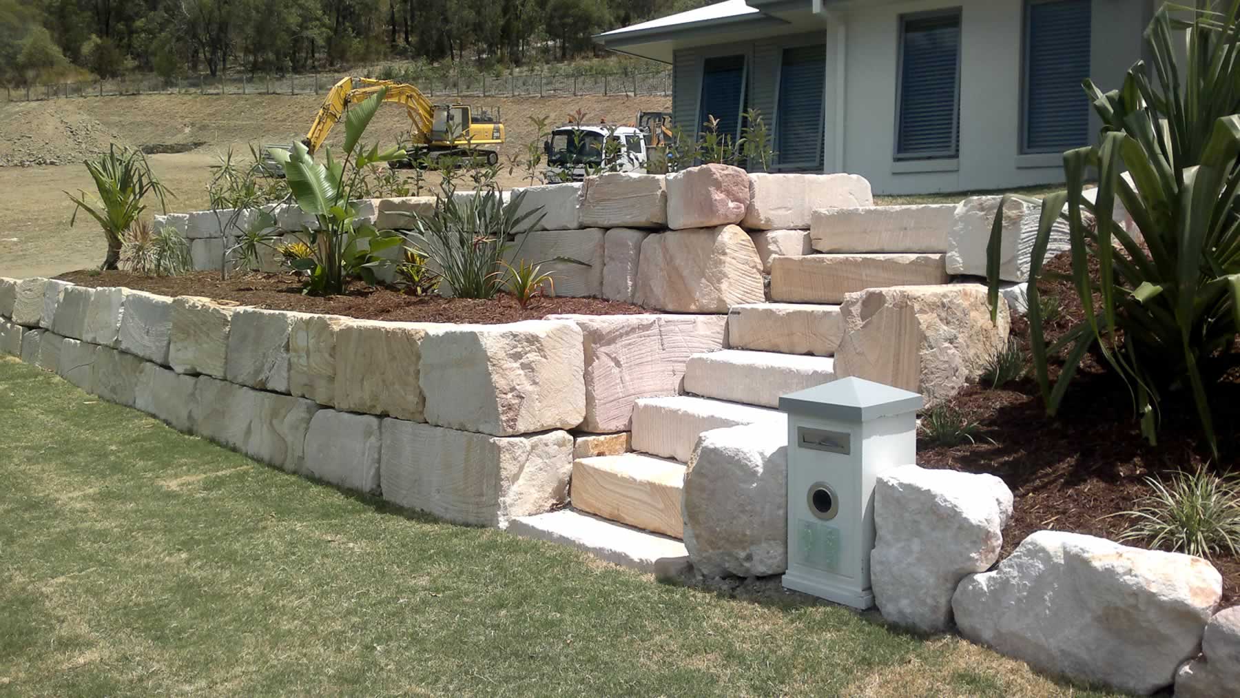 B Grade Sandstone Walls Rock Retaining Wall Builder Gold Coast And 